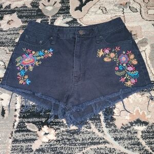 Women's 27 Urban Outfitters "BDG" Highrise/Cheeky Embroidered Black Jean Shorts
